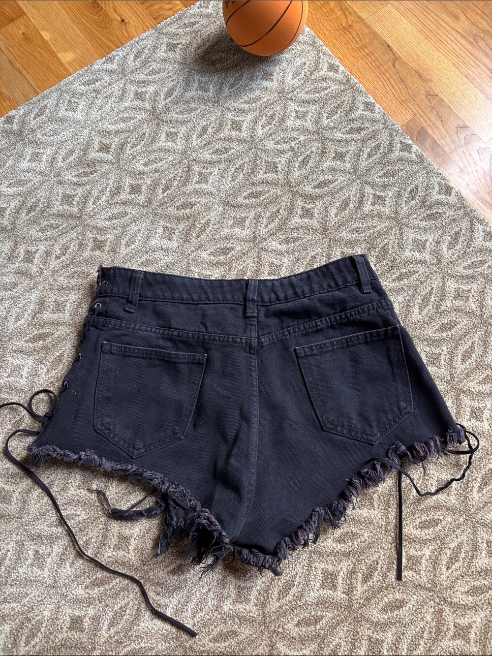 Romwe Black Distressed Denim Shorts with Studs & Leopard Patch - Picture 6 of 6